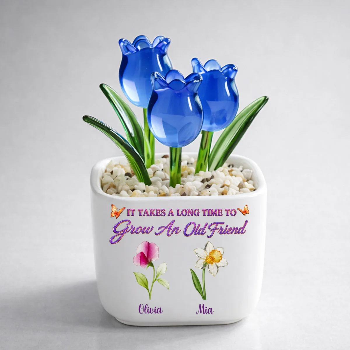 Friendship Grows Here - Personalized Custom Glass Everlasting Tulips - Image 8