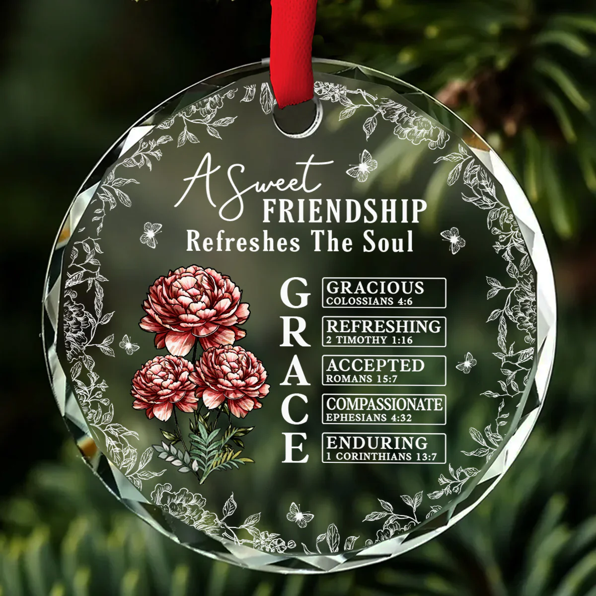 Friendship Refreshes The Weary Soul - Personalized Custom Glass Ornament