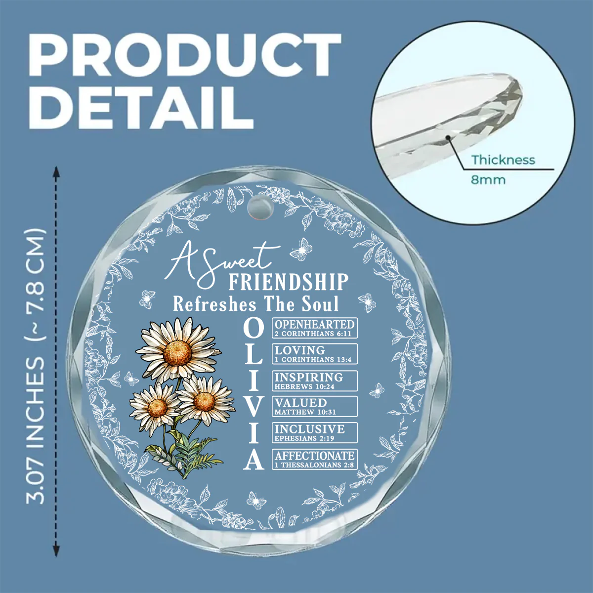Friendship Refreshes The Weary Soul - Personalized Custom Glass Ornament - Image 6