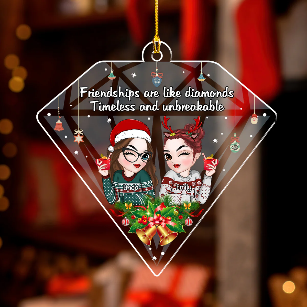 Friendships Are Like Diamonds - Personalized Custom Acrylic Ornament - Image 3