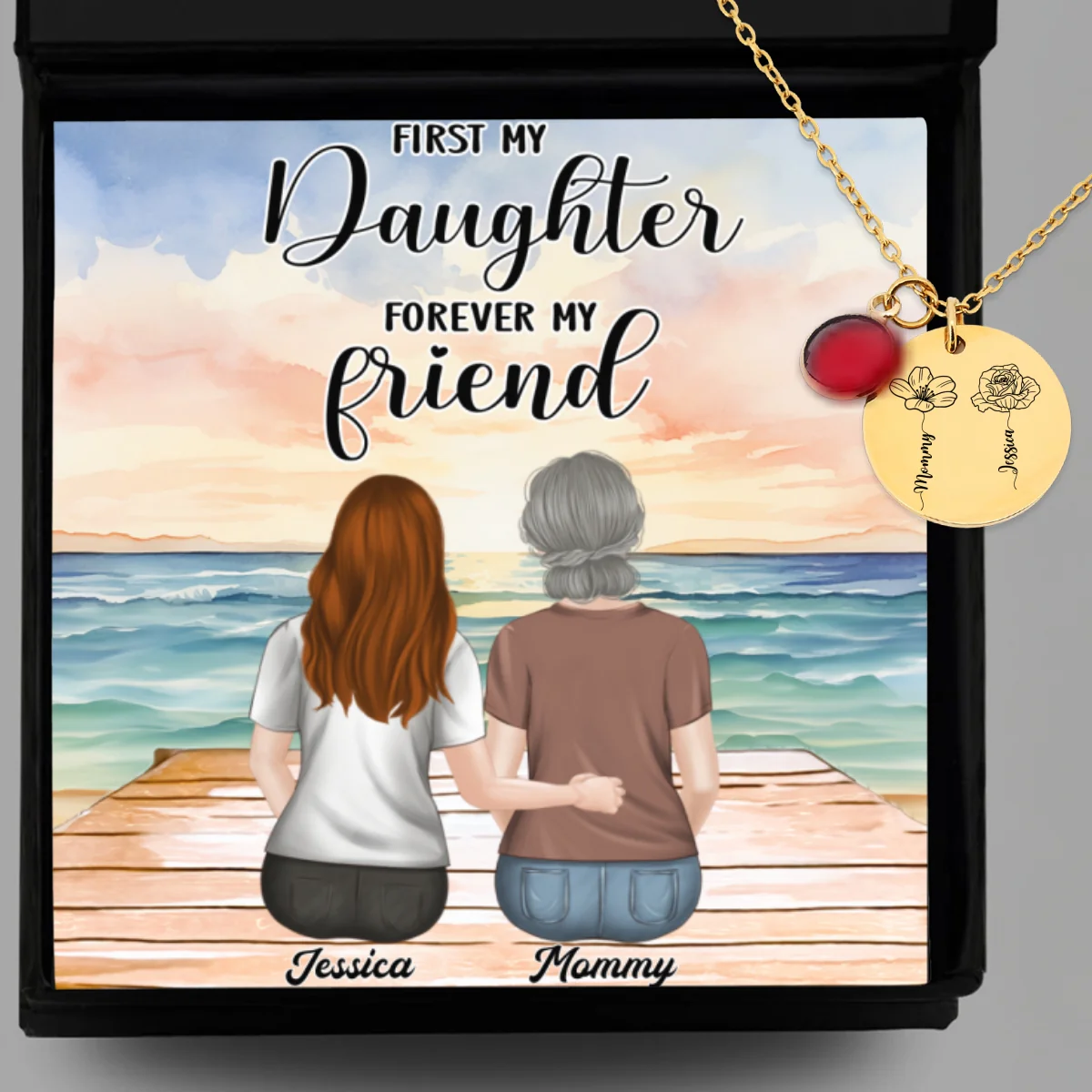 From Daughter To Forever Friend - Personalized Custom Birthstone Necklace With Message Card - Image 9