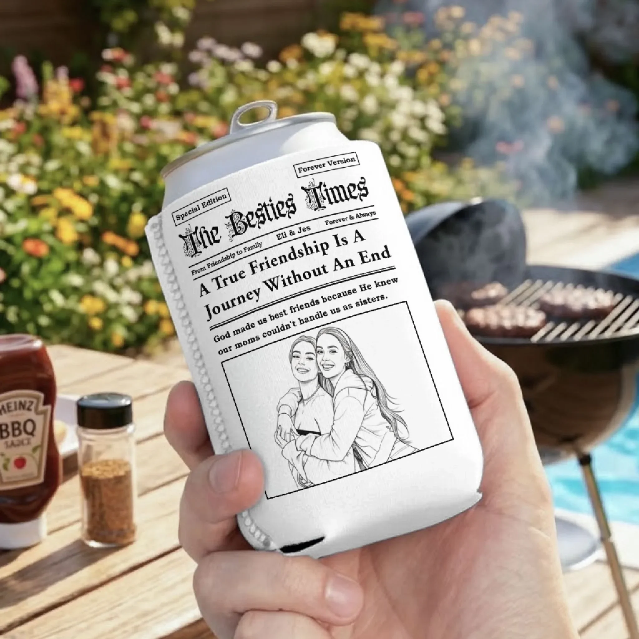 From Friendship To Family - Personalized Custom Skinny Can Cooler - Image 5