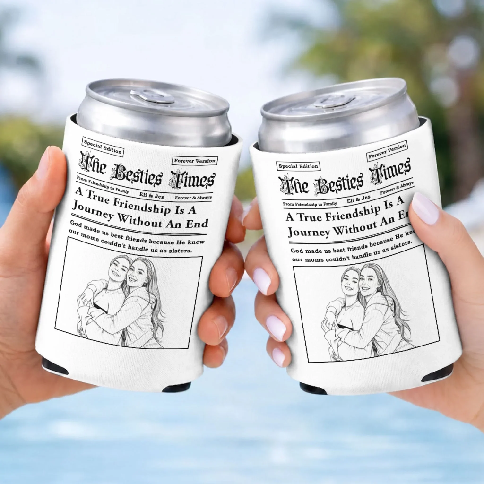 From Friendship To Family - Personalized Custom Skinny Can Cooler - Image 6