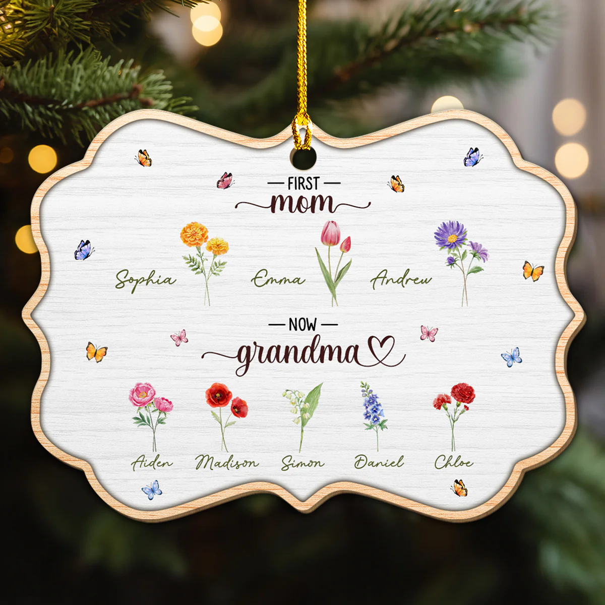 From Mom To Grandma - Personalized Custom Wood Ornament - Image 2