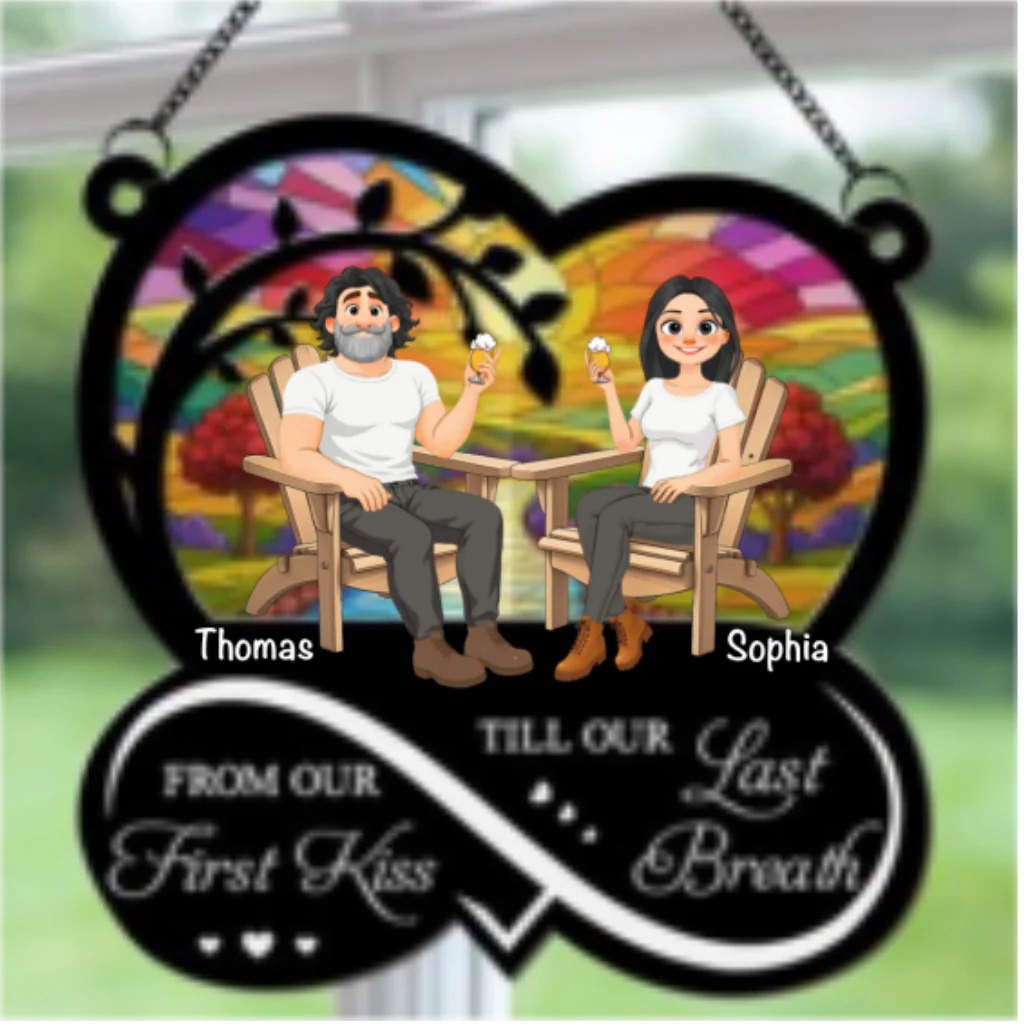 From Our First Kiss Cartoon - Personalized Custom Suncatcher - Image 5