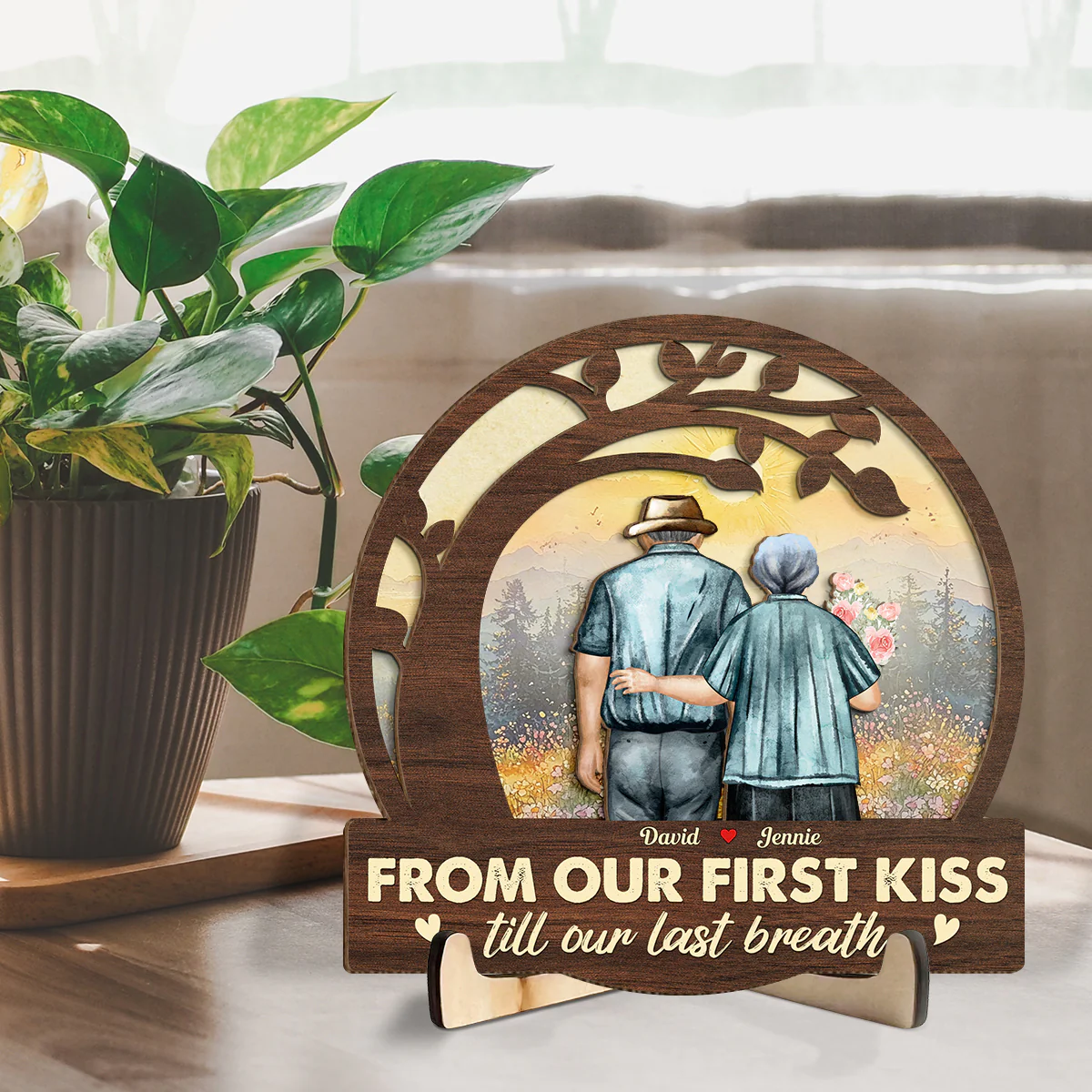 From Our First Kiss - Personalized Custom Wooden Plaque - Image 2