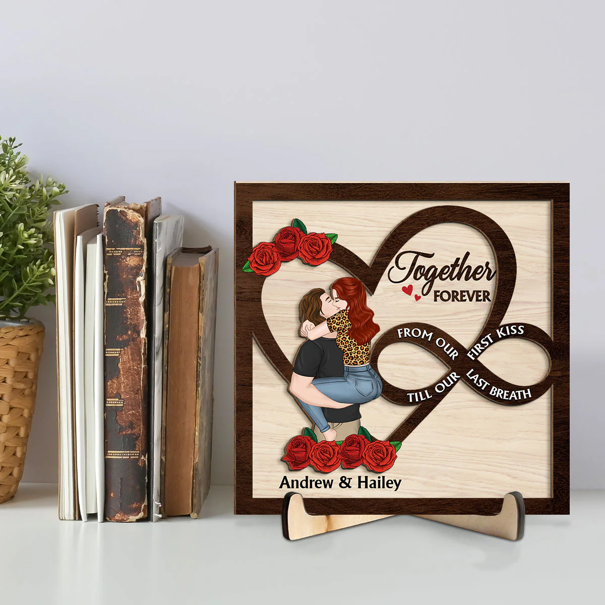 From Our First Kiss Till Our Last Breath - Personalized Custom Wooden Plaque - Image 5