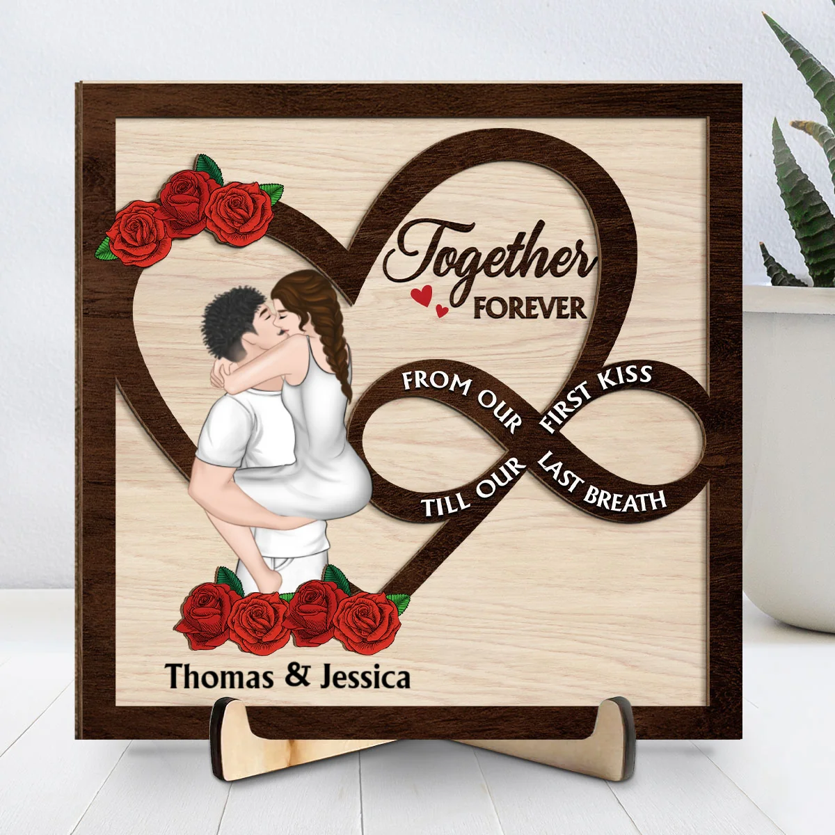 From Our First Kiss Till Our Last Breath - Personalized Custom Wooden Plaque - Image 7