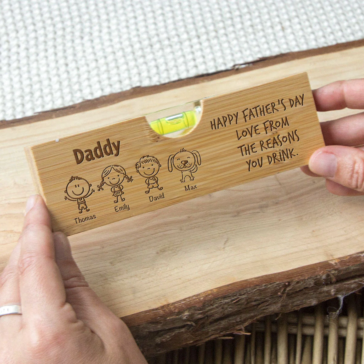 From The Reasons Your Drink - Personalized Custom Engraved Wooden Spirit Level Bottle Opener - Image 2