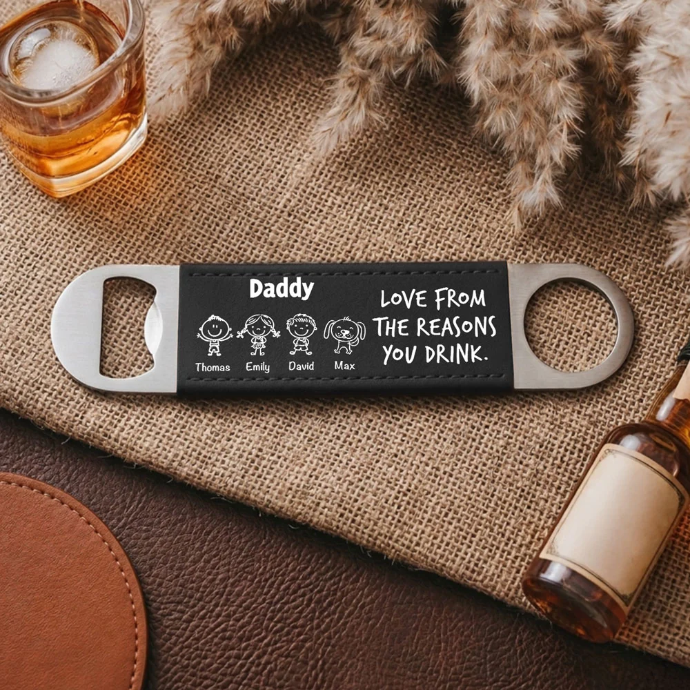 From The Reasons Your Drink - Personalized Custom Leather Bottle Opener