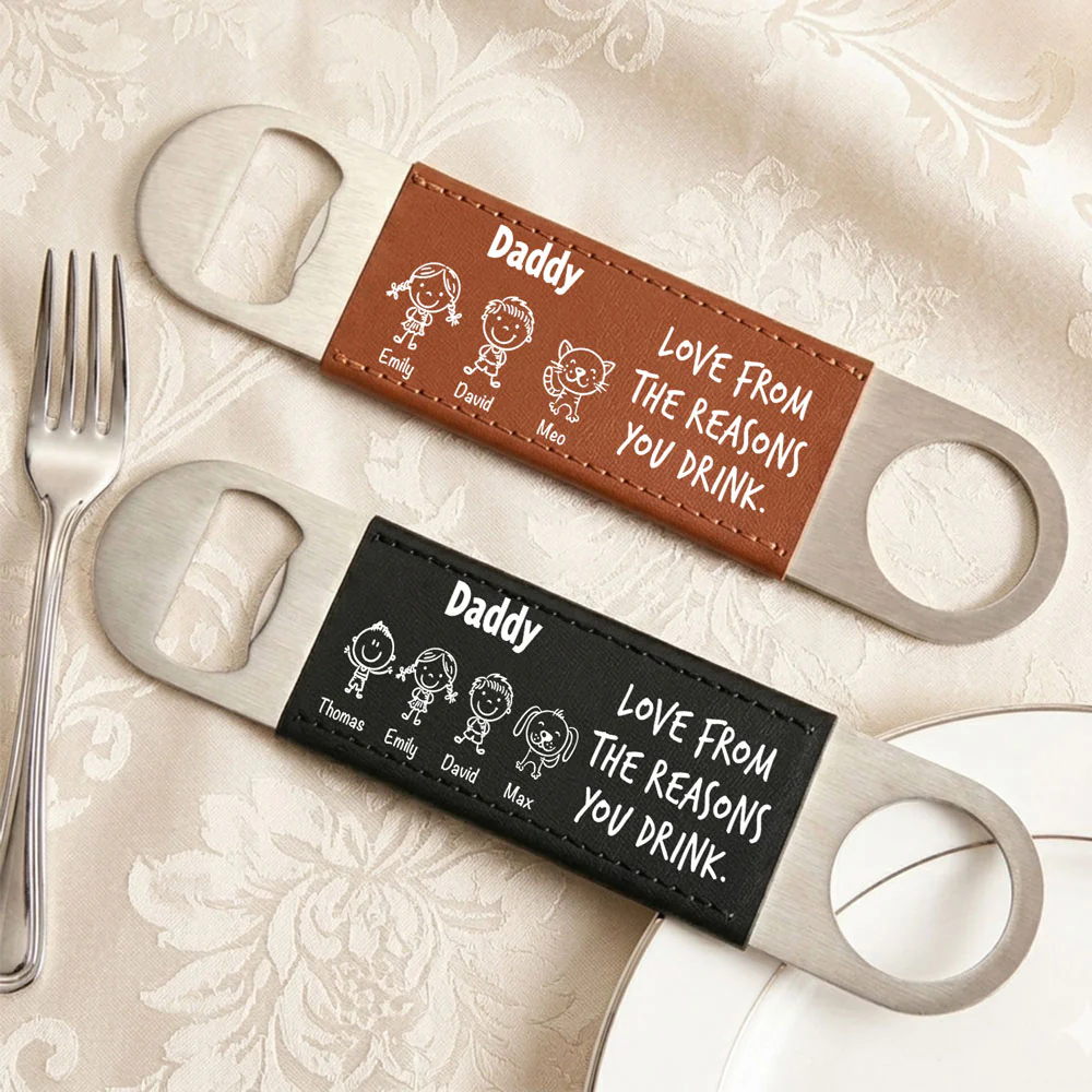 From The Reasons Your Drink - Personalized Custom Leather Bottle Opener - Image 3