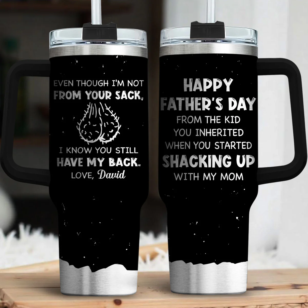 From Your Sack - Personalized Custom Engraved 40oz Tumbler With Handle - Image 2