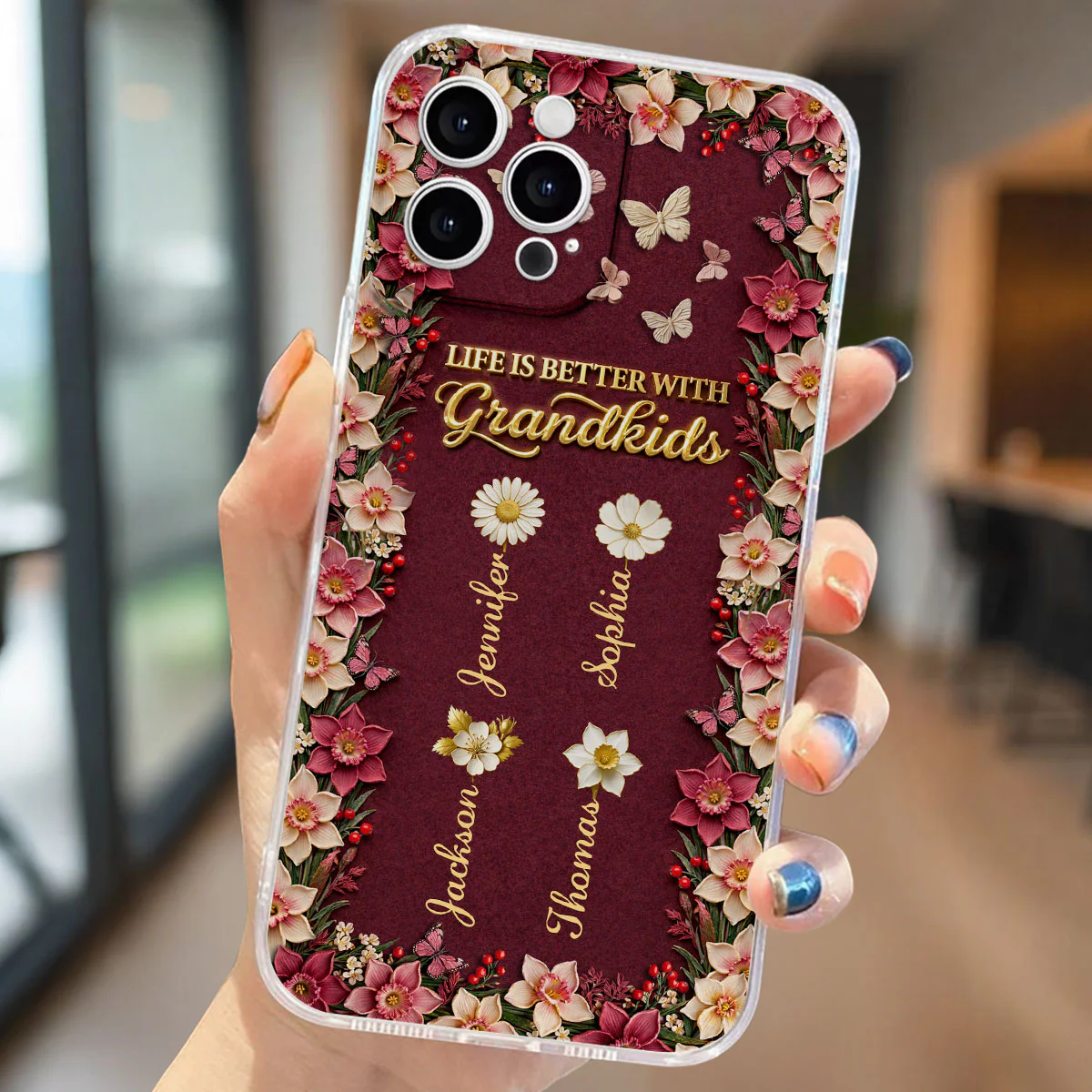 Frosted Crystal Grandkid - Personalized Custom 3D Effect Phone Case - Image 2