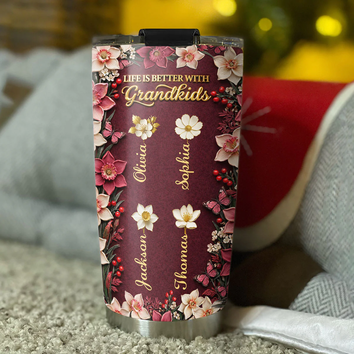 Frosted Crystal Grandkid - Personalized Custom 3D Effect Tumbler - Image 5