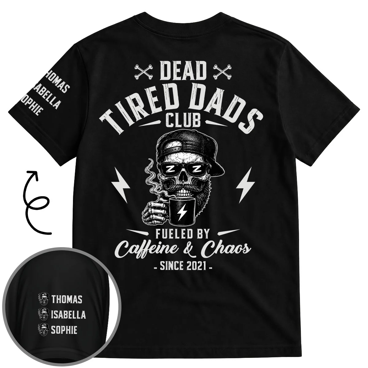 Fueled By Their Laughter - Personalized Custom Shirt With Design On Sleeve