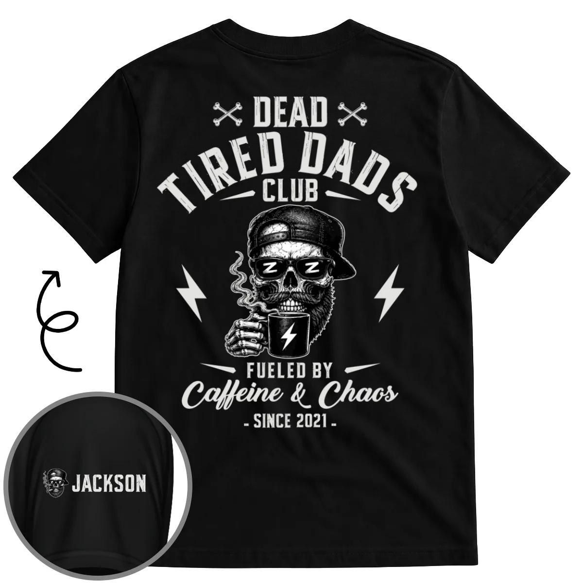 Fueled By Their Laughter - Personalized Custom Shirt With Design On Sleeve - Image 6