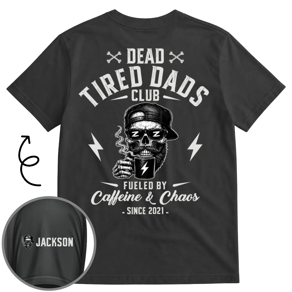 Fueled By Their Laughter - Personalized Custom Shirt With Design On Sleeve - Image 7