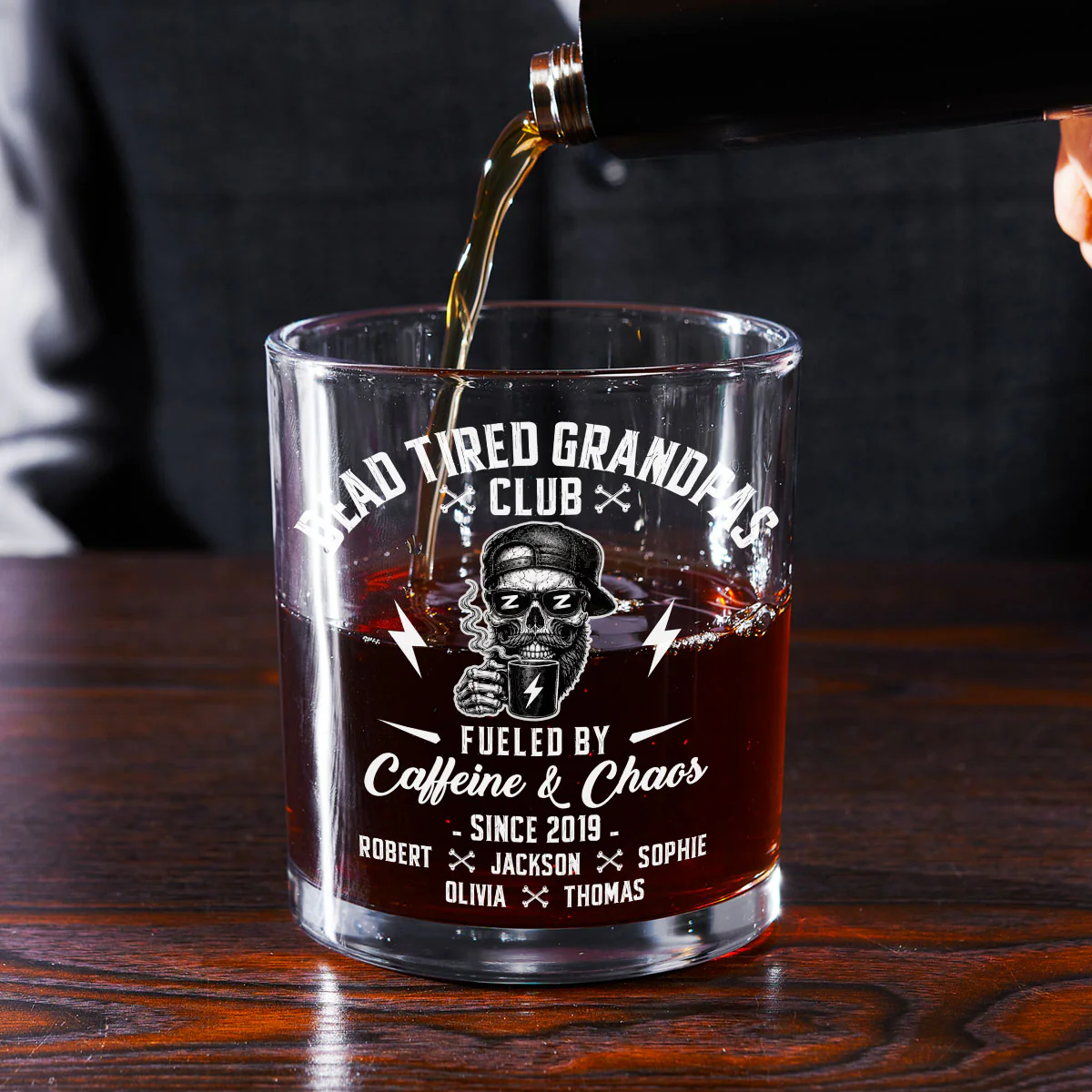 Fueled By Their Laughter - Personalized Custom Whiskey Glass - Image 2