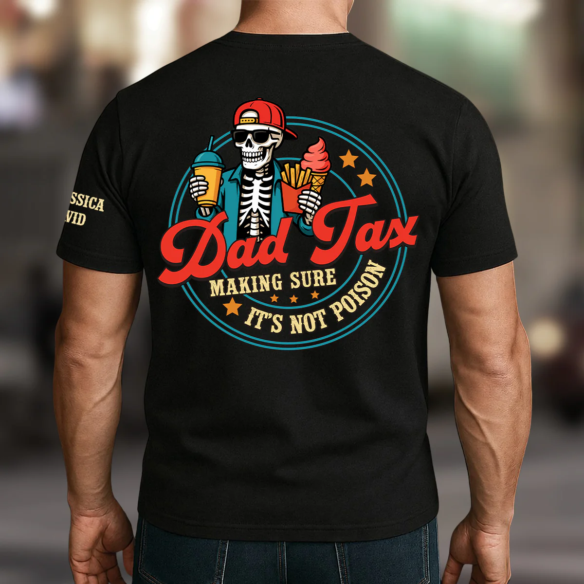 Funny Dad Tax - Personalized Custom Shirt With Design On Sleeve - Image 3
