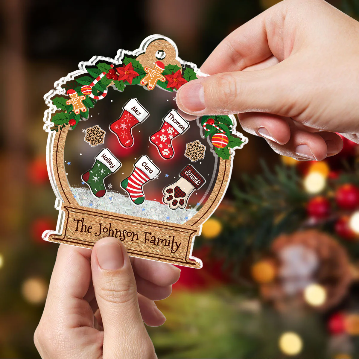 Funny Stocking - Personalized Custom Acrylic Shaker Ornament - Image 4