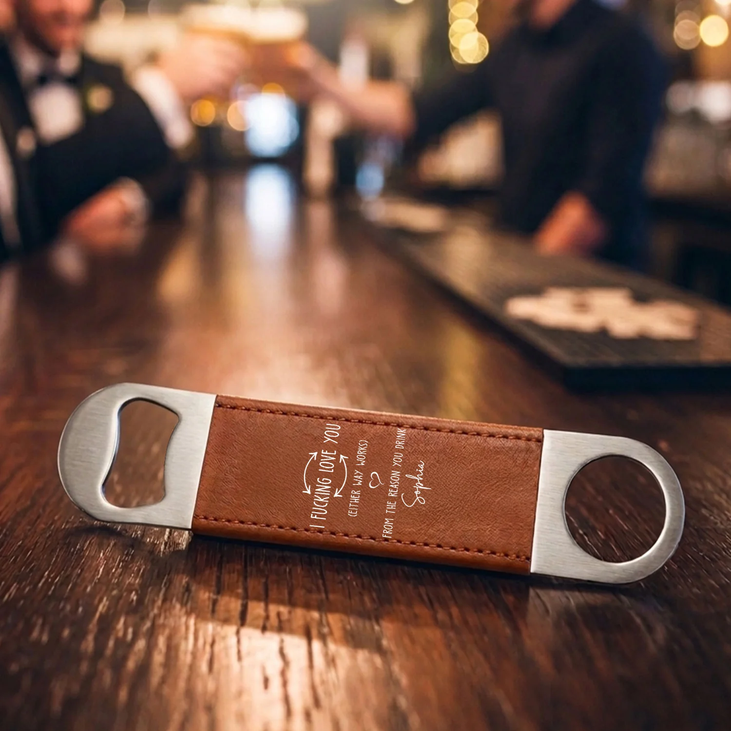Fxking Love You - Personalized Custom Leather Bottle Opener - Image 3