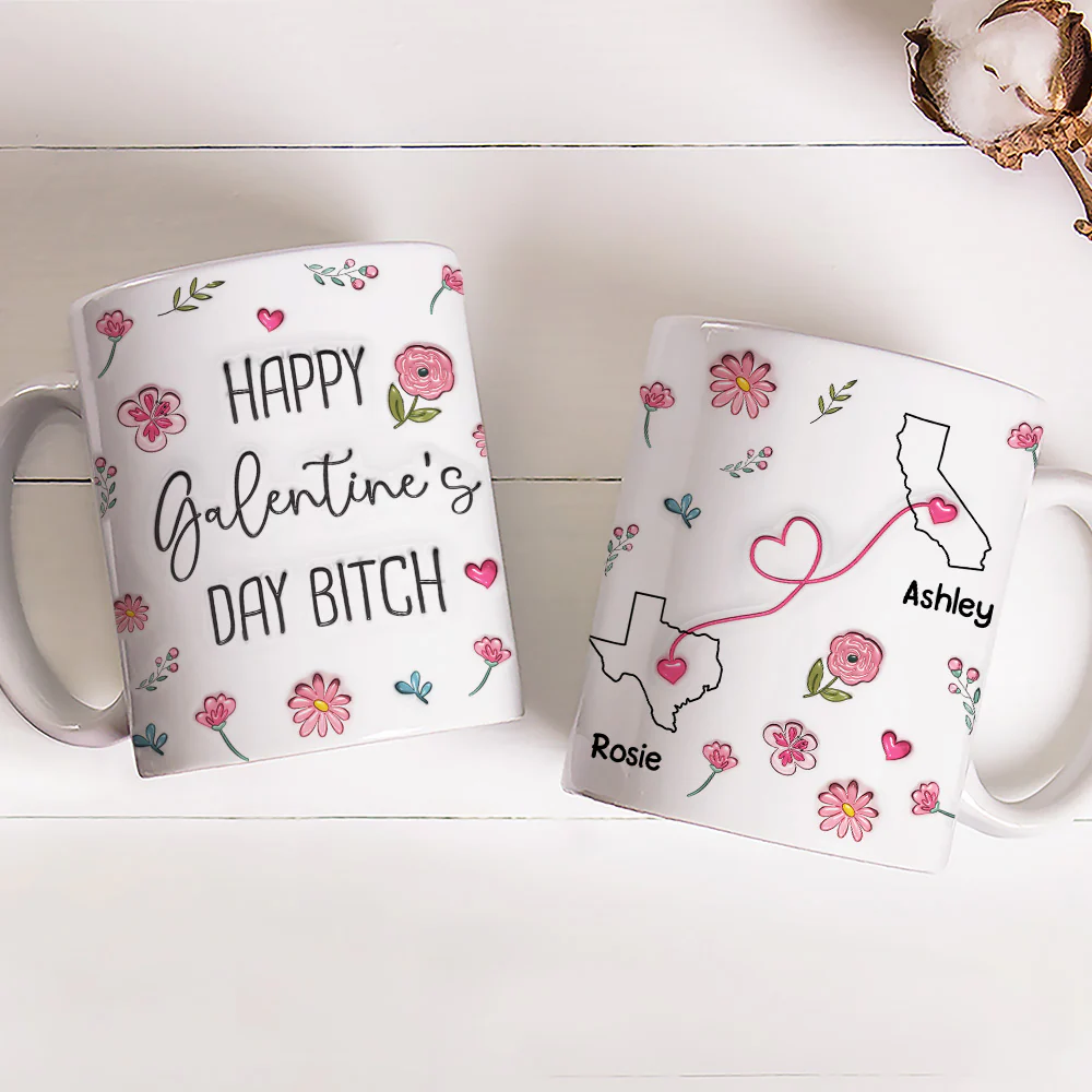 Galentine Club Knows No Distance - Personalized Custom 3D Inflated Effect Mug - Image 3