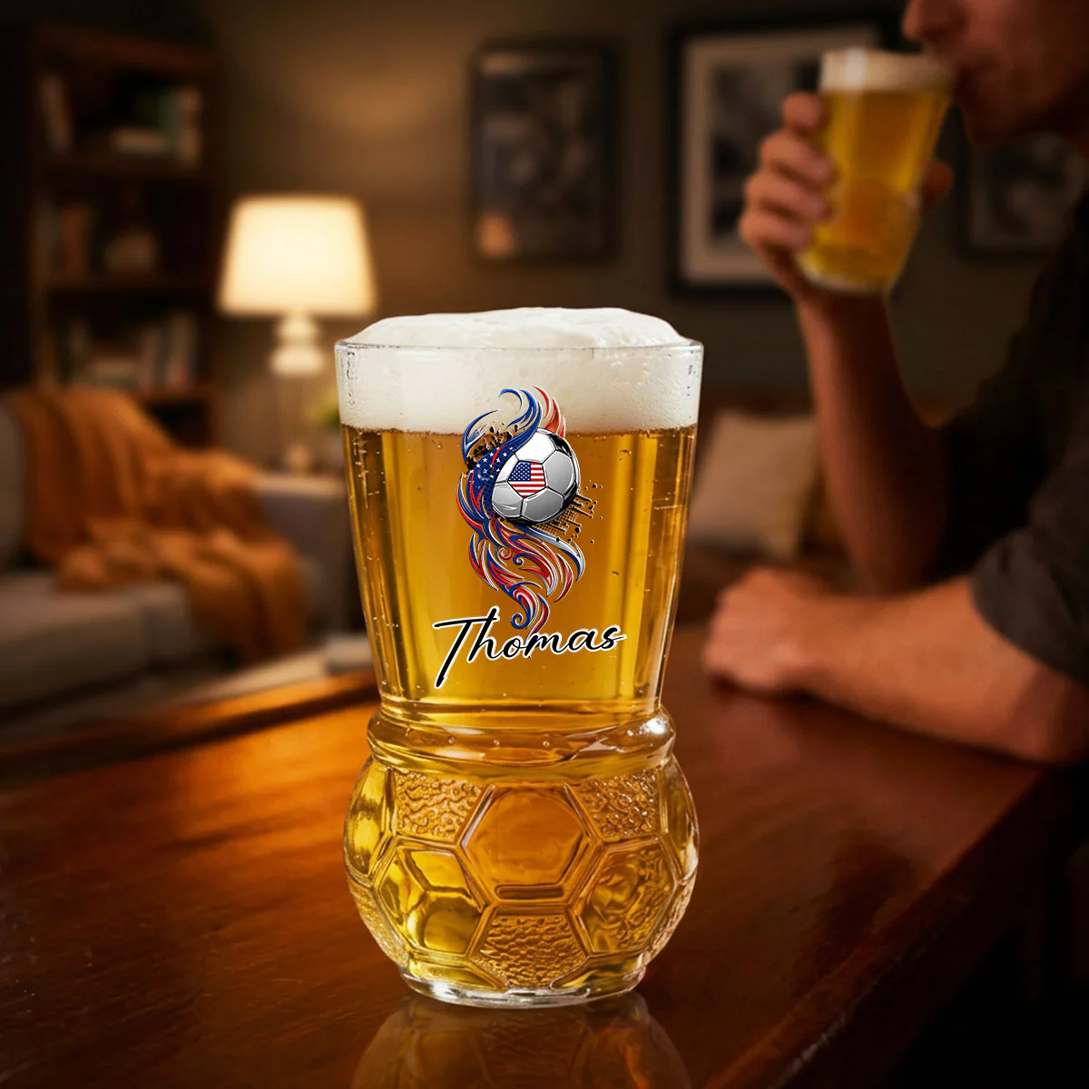 Game On - Personalized Custom Football Beer Glass - Image 5