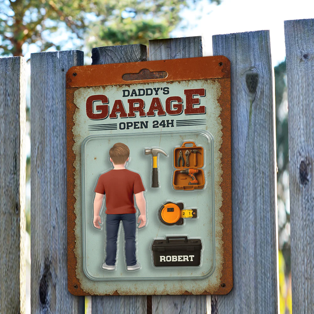 Garage Of Dad - Personalized Custom Metal Sign - Image 3