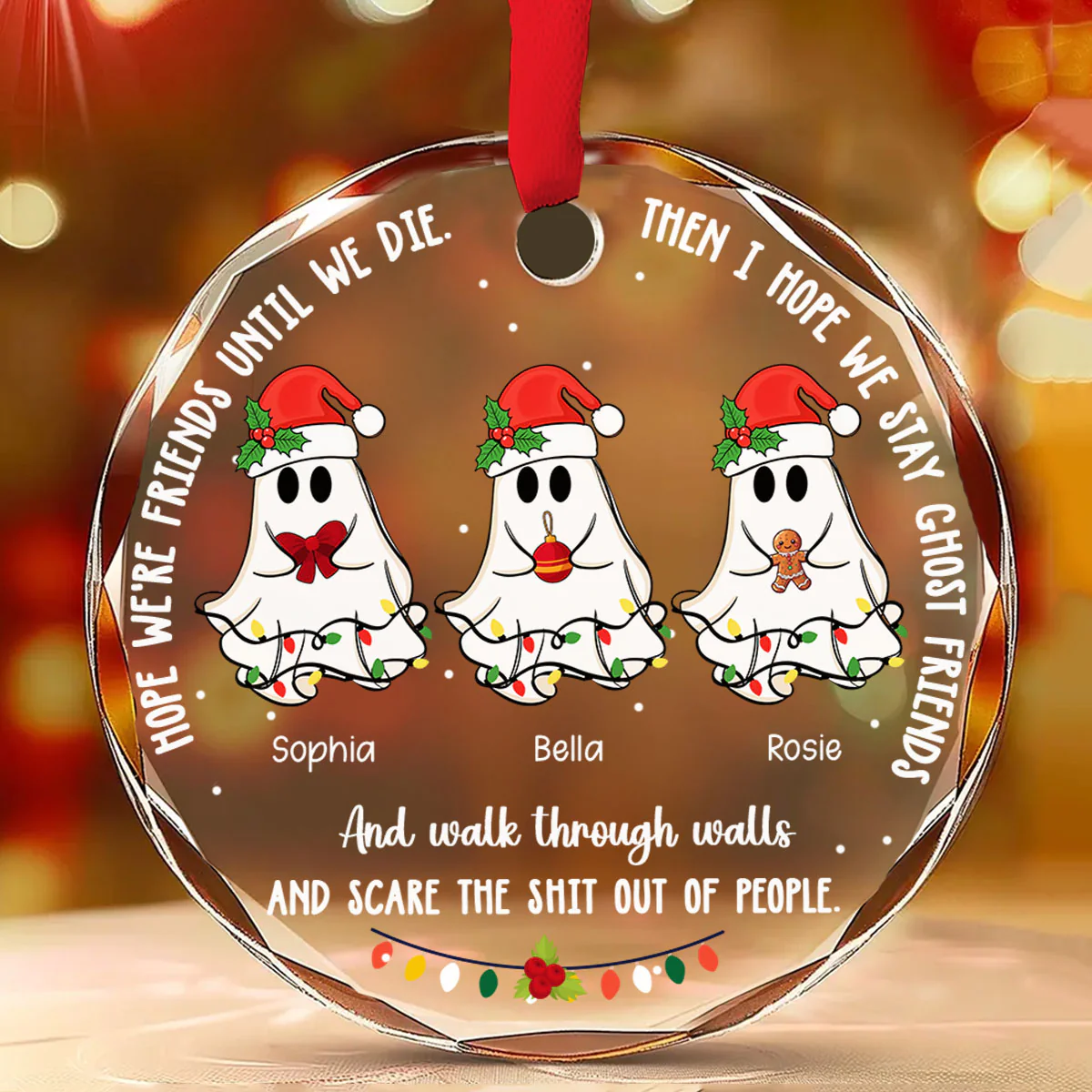 Ghost Friends - Personalized Custom Glass Ornament - Image 5