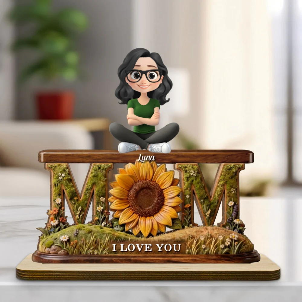 Gift For Wife Mom We Love You - Personalized Custom 2-Layer Wood Plaque With Flat Base - Image 8