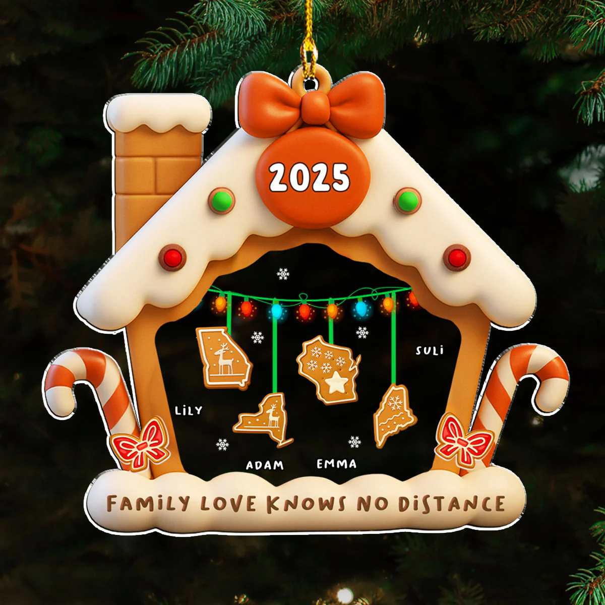 Gingerbread Home Across The Mile - Personalized Custom Acrylic Ornament - Image 2