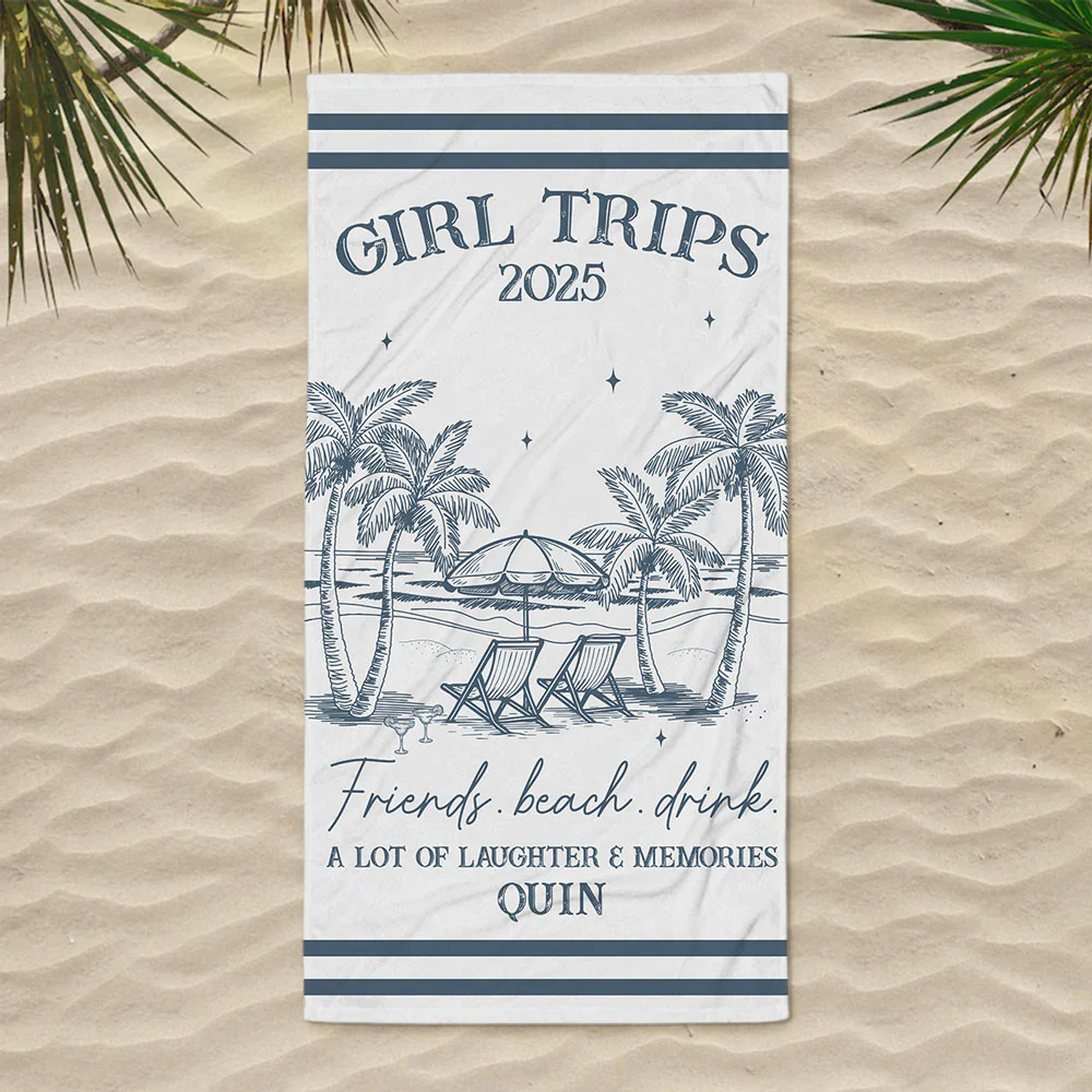 Girl Trips - Personalized Custom Beach Towel - Image 2