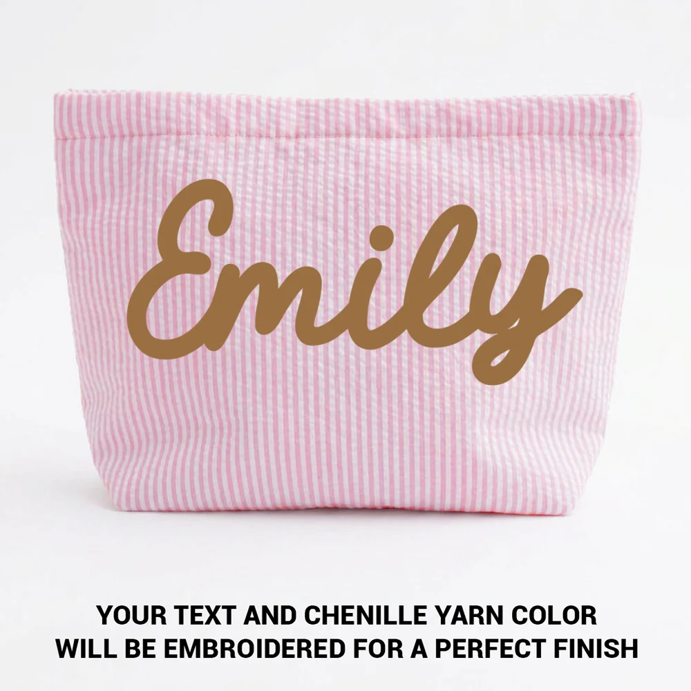 Girls Name - Personalized Custom Seersucker Makeup Bag - Image 10