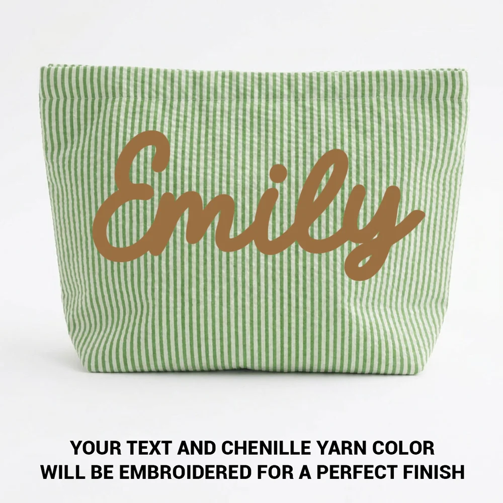 Girls Name - Personalized Custom Seersucker Makeup Bag - Image 11