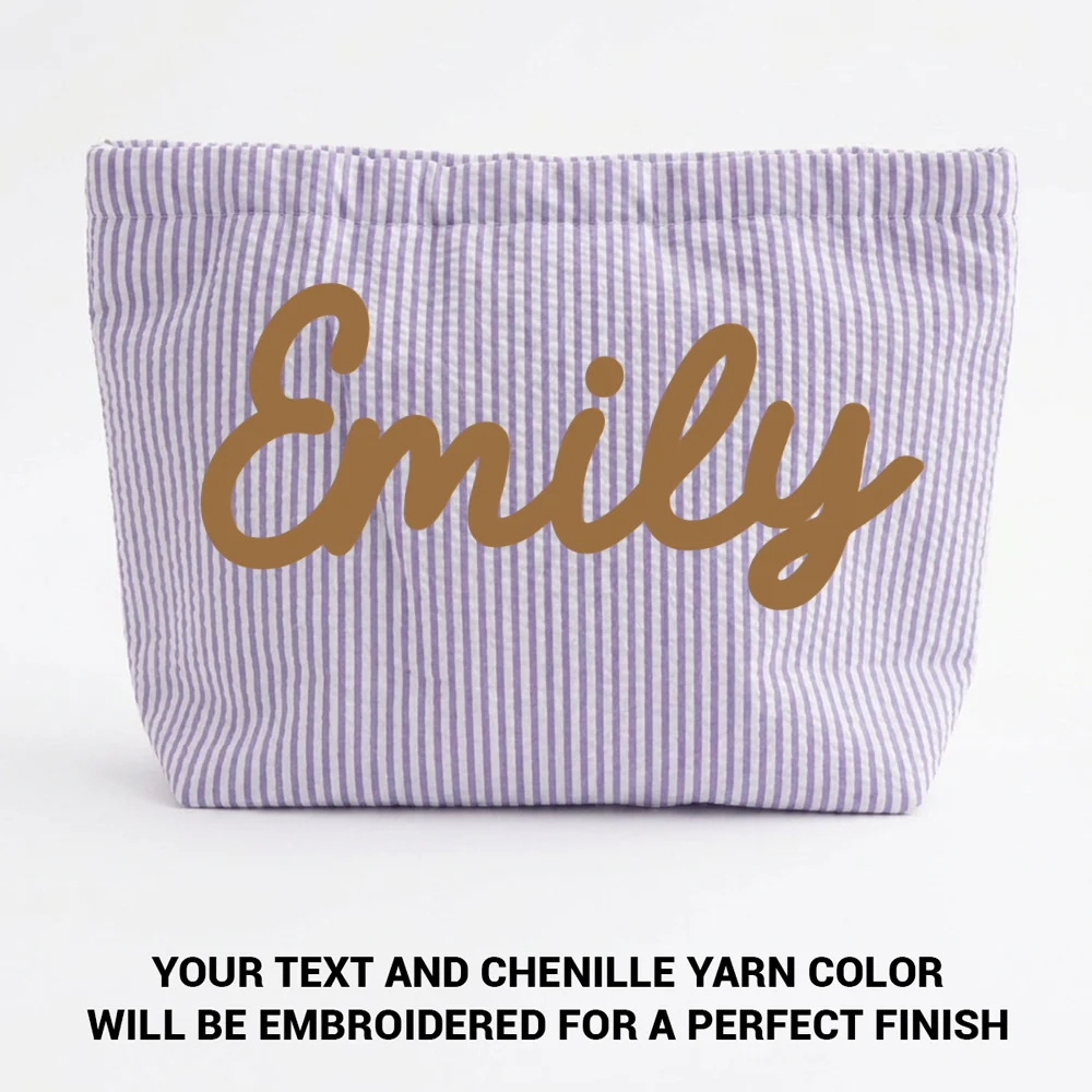 Girls Name - Personalized Custom Seersucker Makeup Bag - Image 12