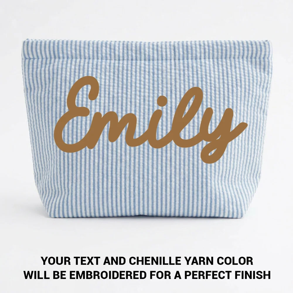 Girls Name - Personalized Custom Seersucker Makeup Bag - Image 7