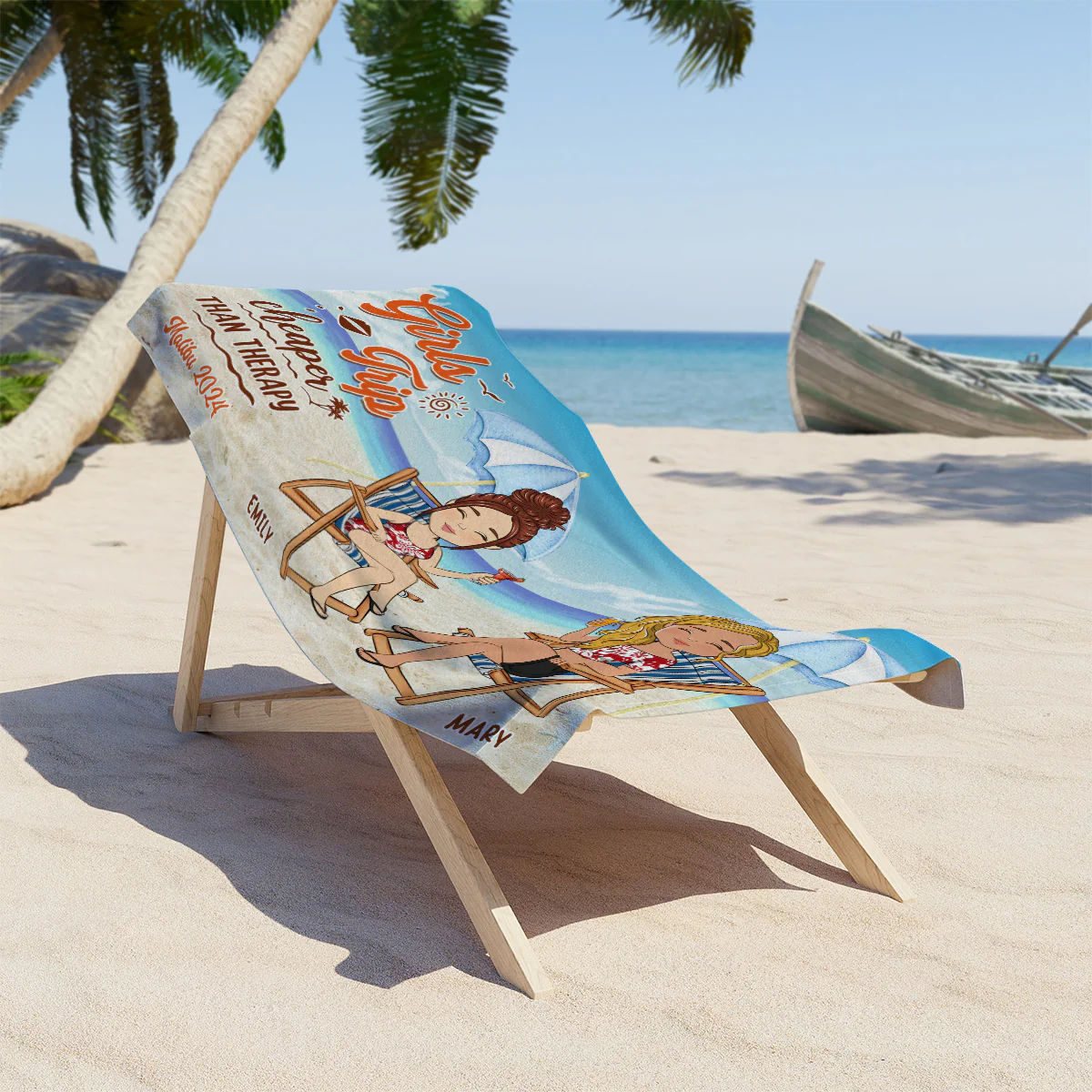 Girls Trip Cheaper Than Therapy - Personalized Custom Beach Towel - Image 4