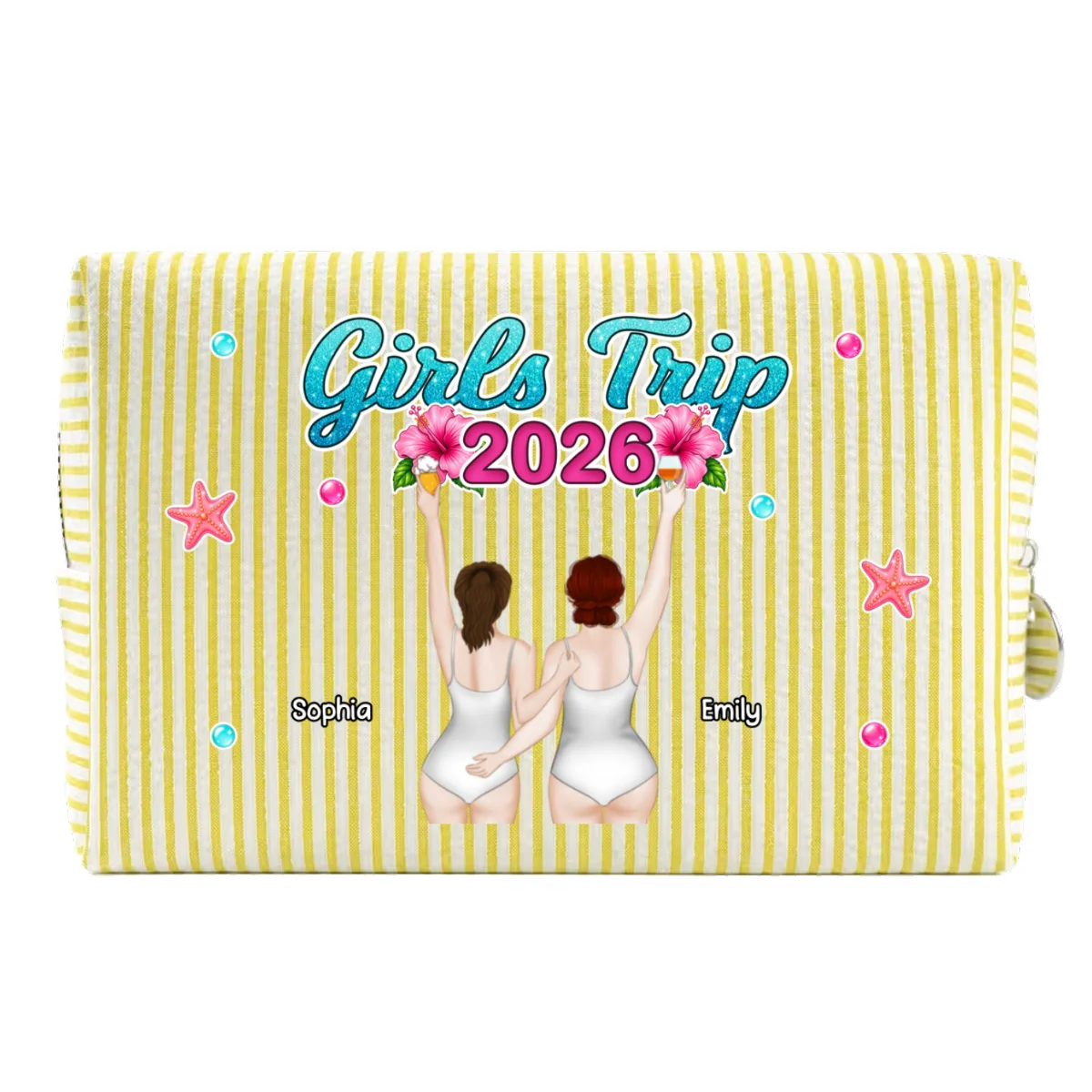 Girls Trip - Personalized Custom Seersucker Print Makeup Bag - Image 9