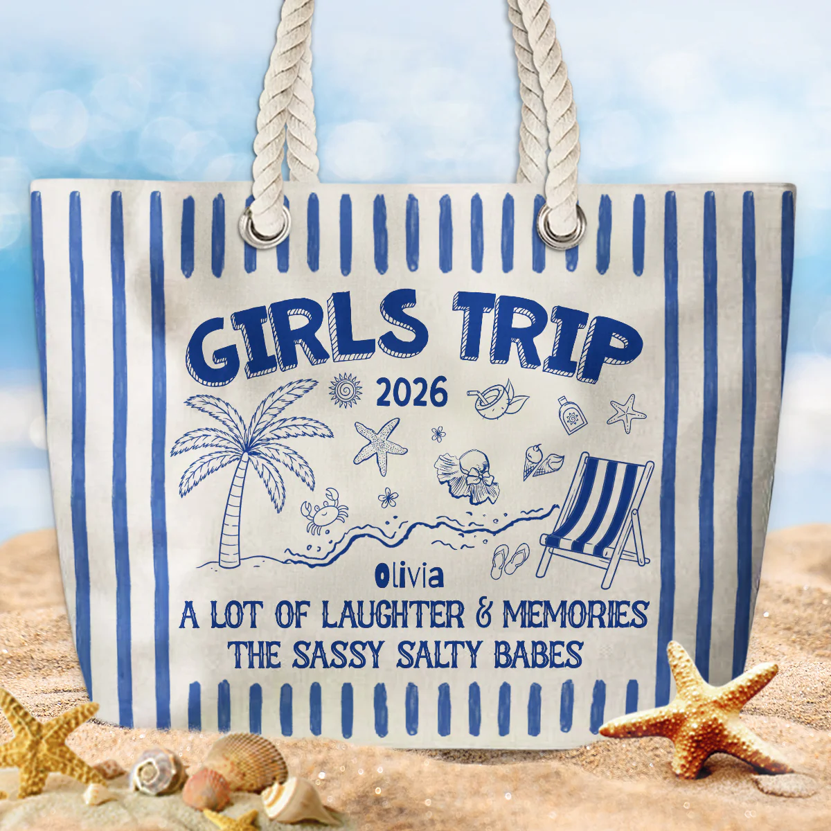 Girls Trip Vacation - Personalized Custom Beach Bag - Image 3