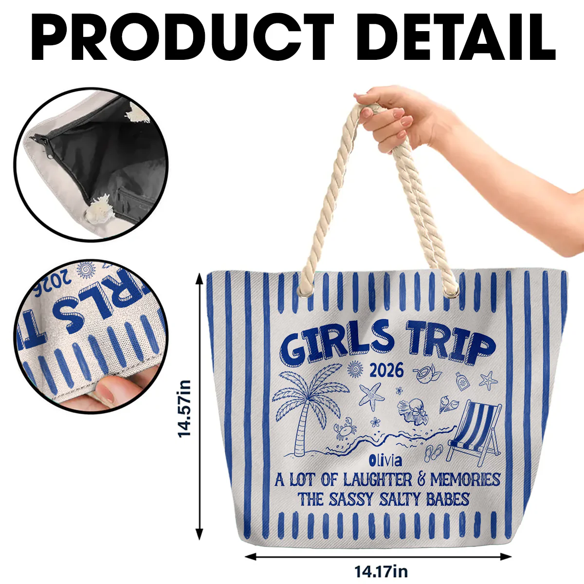 Girls Trip Vacation - Personalized Custom Beach Bag - Image 6