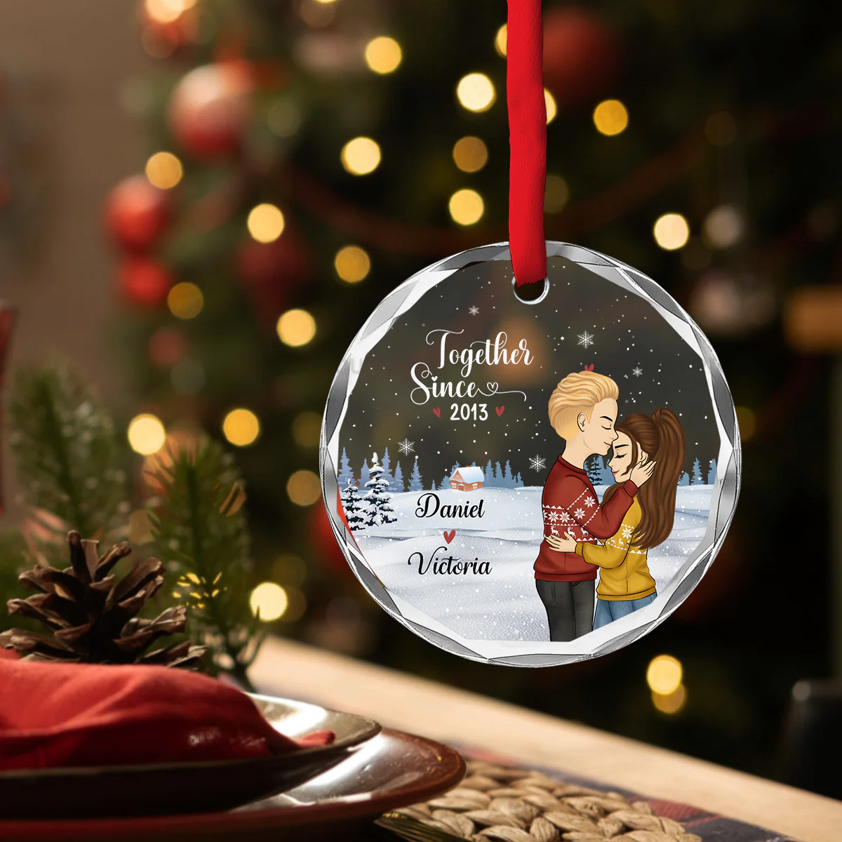 Our First Christmas - Personalized Custom Glass Ornament - Image 4