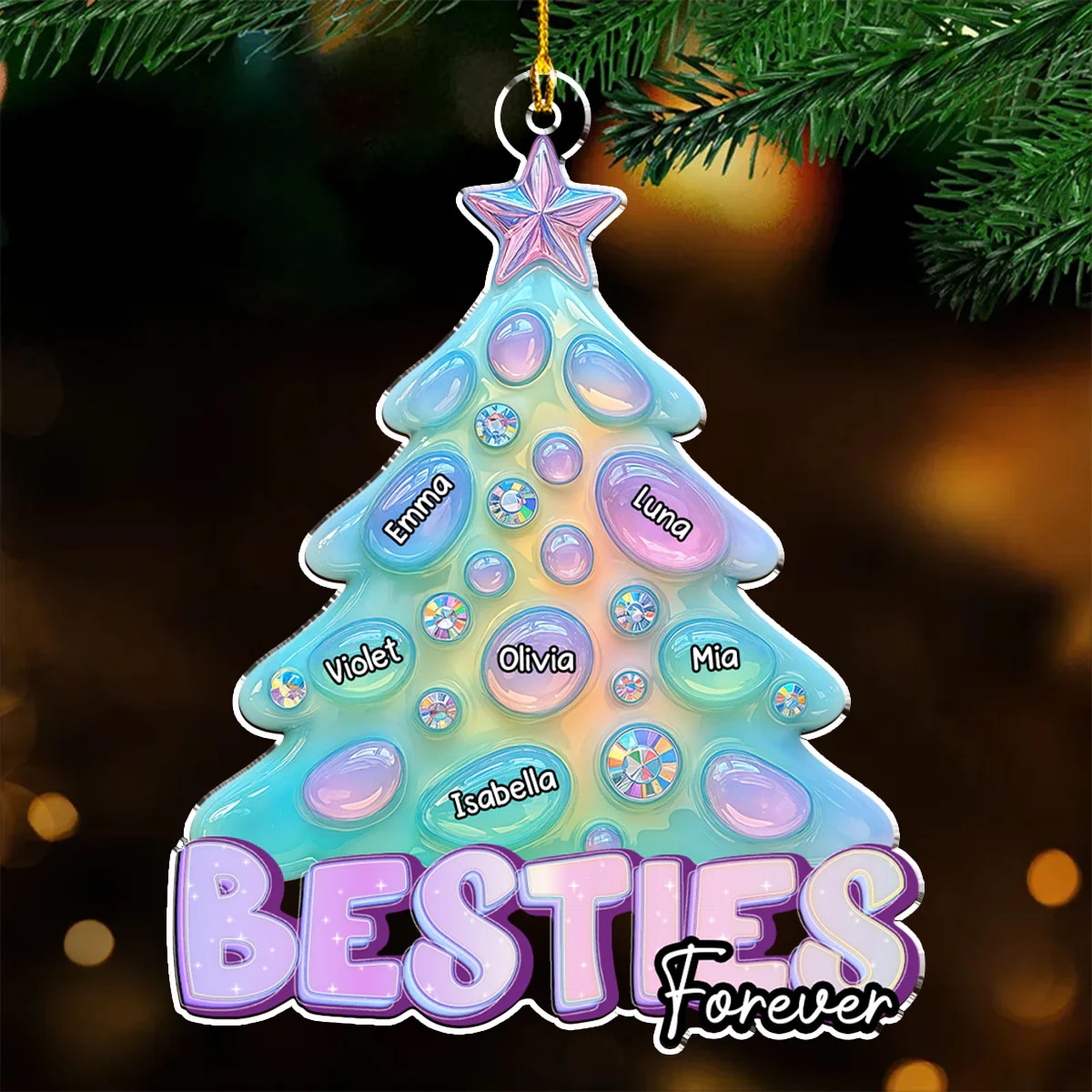 Glitter Christmas Tree Version 2 - Personalized Custom Acrylic Ornament - Image 2