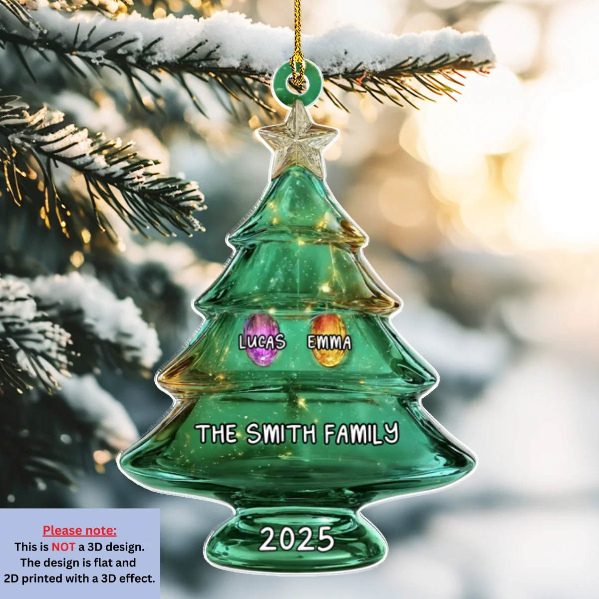 Glowing Family Tree Of 2025 - Personalized Custom Acrylic Ornament - Image 5