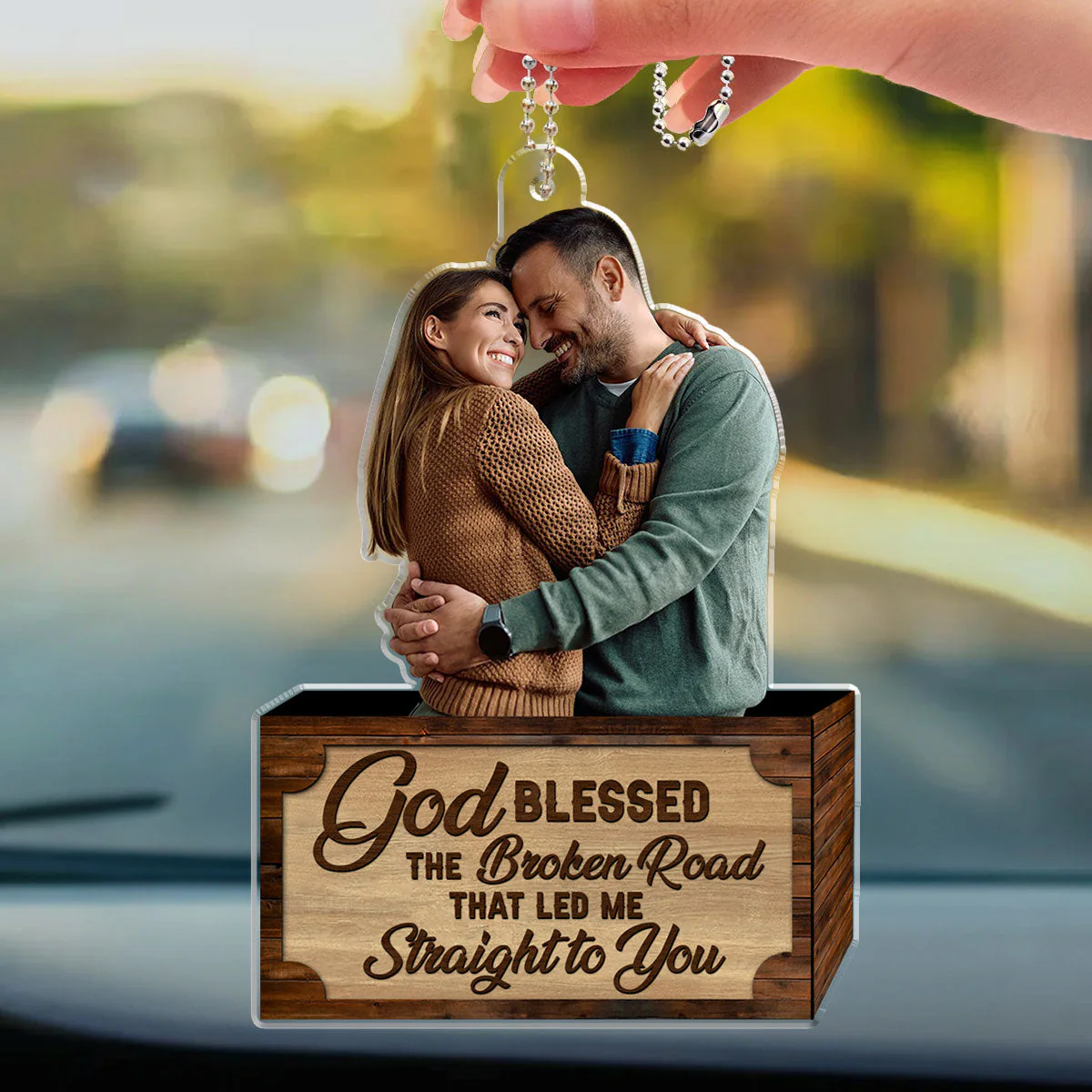 God Blessed The Broken Road - Personalized Custom Car Ornament - Image 3