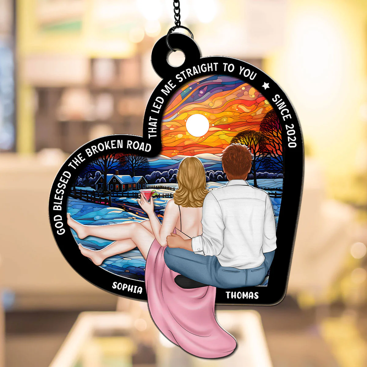 God Blessed The Broken Road - Personalized Custom Suncatcher - Image 4
