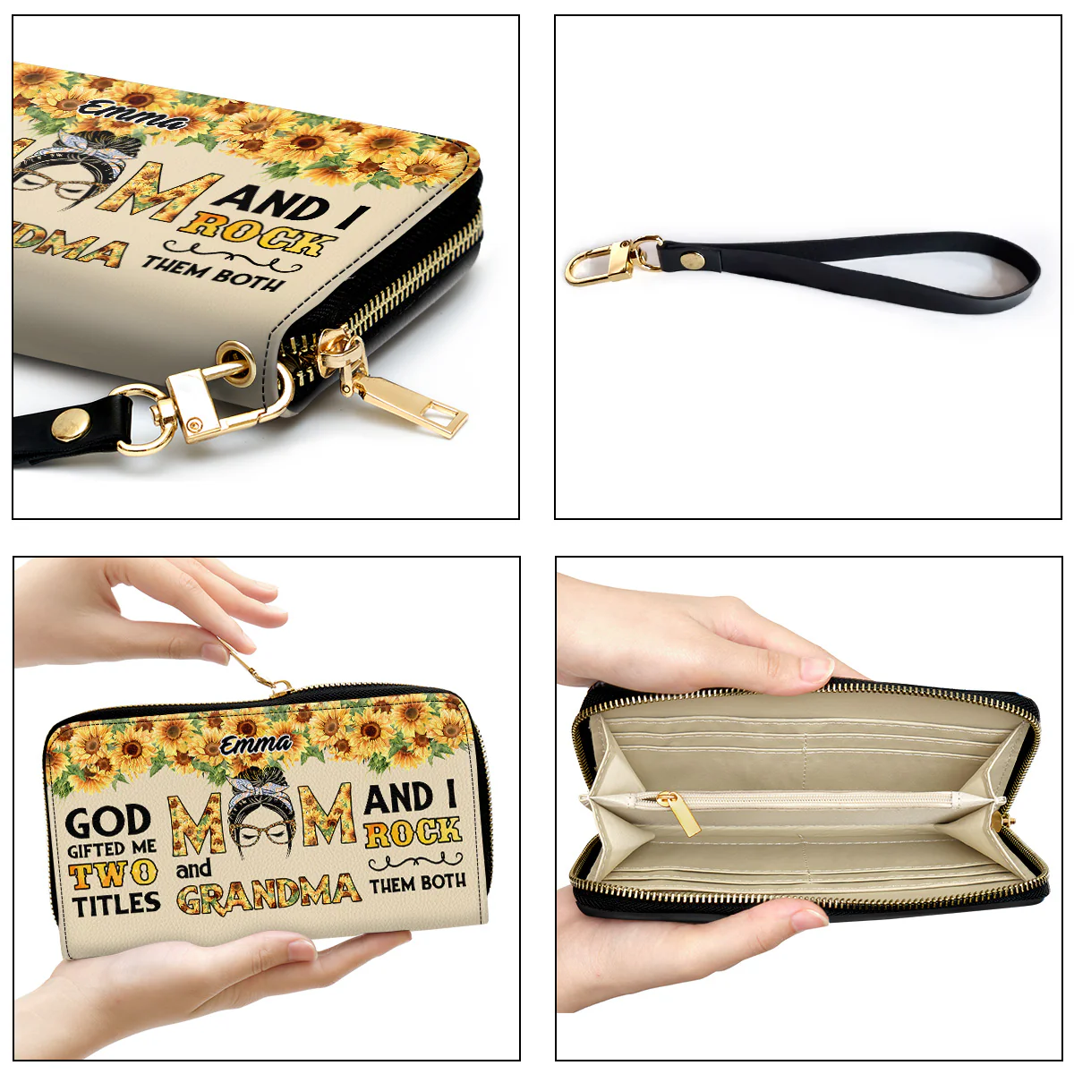 God Gifted Me Two Titles Mom & Grandma - Personalized Custom Leather Wallet - Image 5