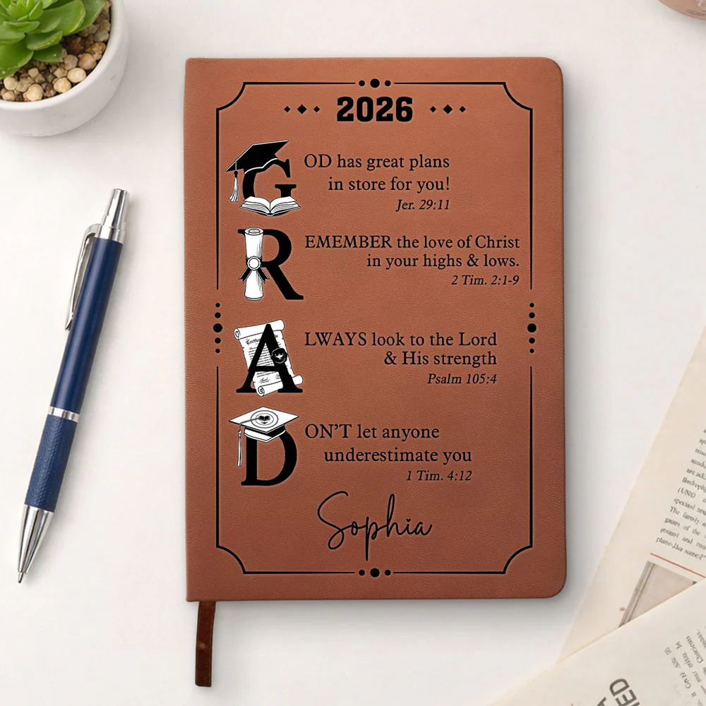 God Has Great Plans - Personalized Custom Leather Journal - Image 2