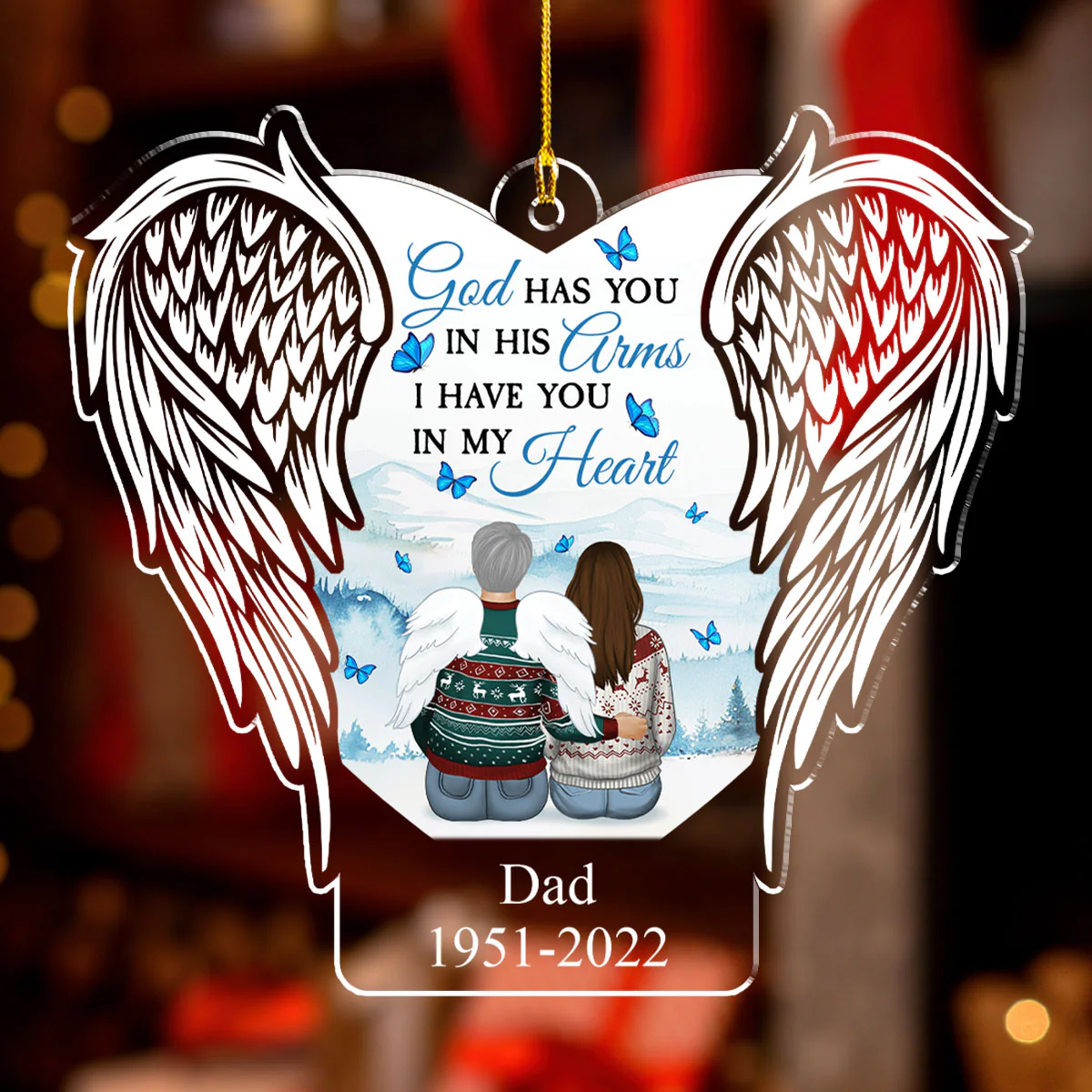 God Has You In His Arms - Personalized Custom Acrylic Ornament - Image 2