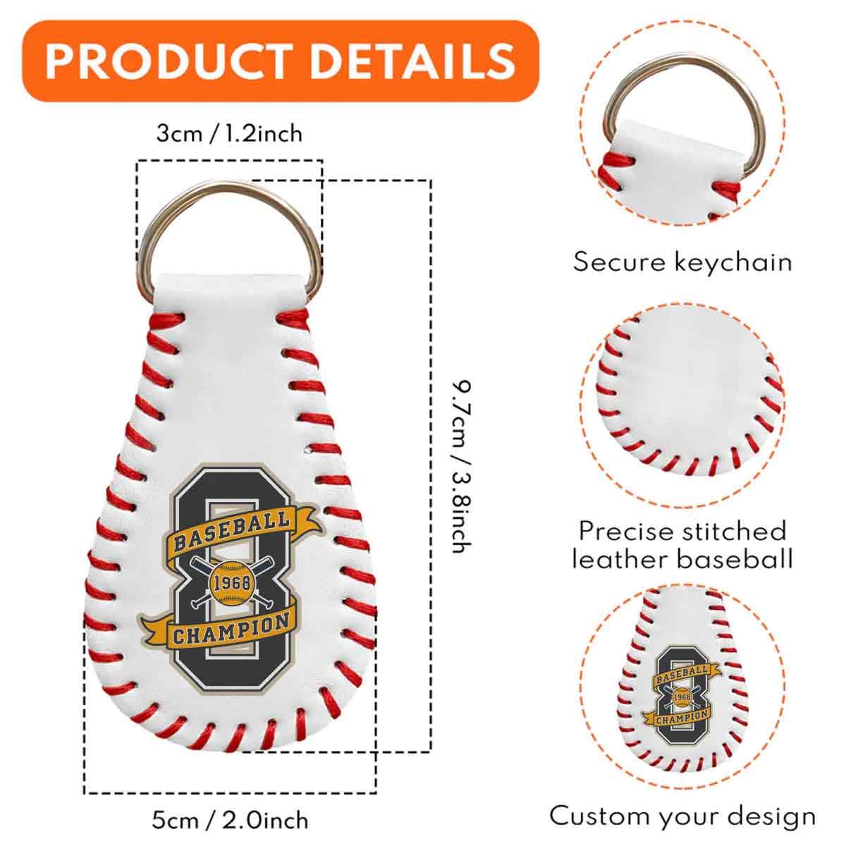God Hit A Homerun When He Made You My Dad  - Personalized Custom Leather Baseball Keychain - Image 5