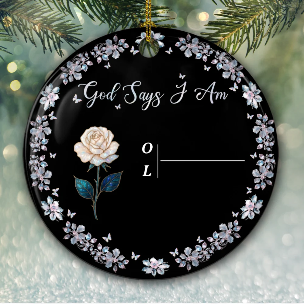 God Says I Am - Personalized Custom Ceramic Ornament - Image 6